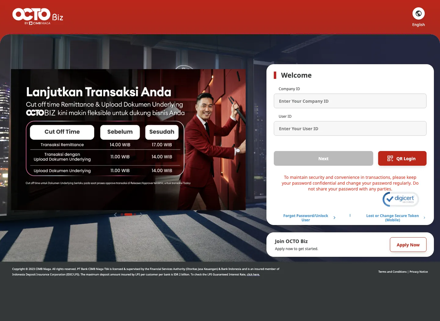 OCTO Biz, CIMB Niaga's corporate internet banking portal